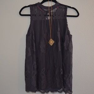 Taylor & Sage Grayish Purple Laced Blouse